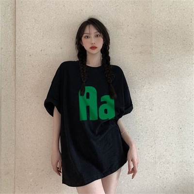 潮牌港风短袖t恤女2025夏季新款宽松显瘦bf慵懒风短袖中长款上衣