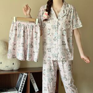 2026高级设计时尚休闲感少女家居服睡衣套装女短袖短裤可爱小猫咪
