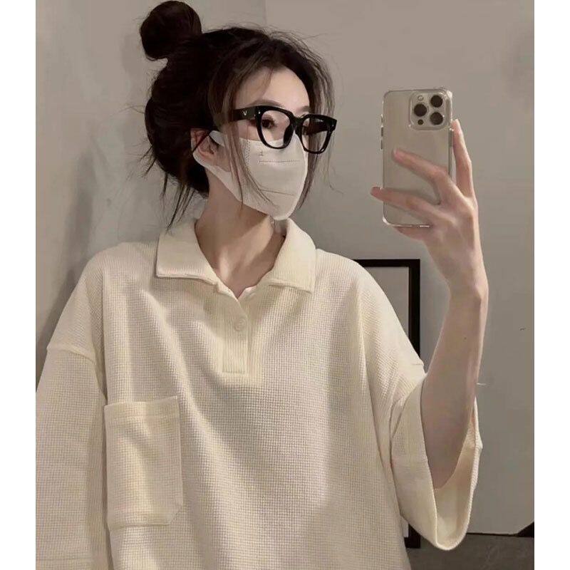 2026年新款设计美式复古polo衫宽松上衣韩版学生短袖t恤女装夏季