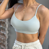 JOKA家原创简约纯色吊带短款 运动内衣速干瑜伽防震方领百搭背心