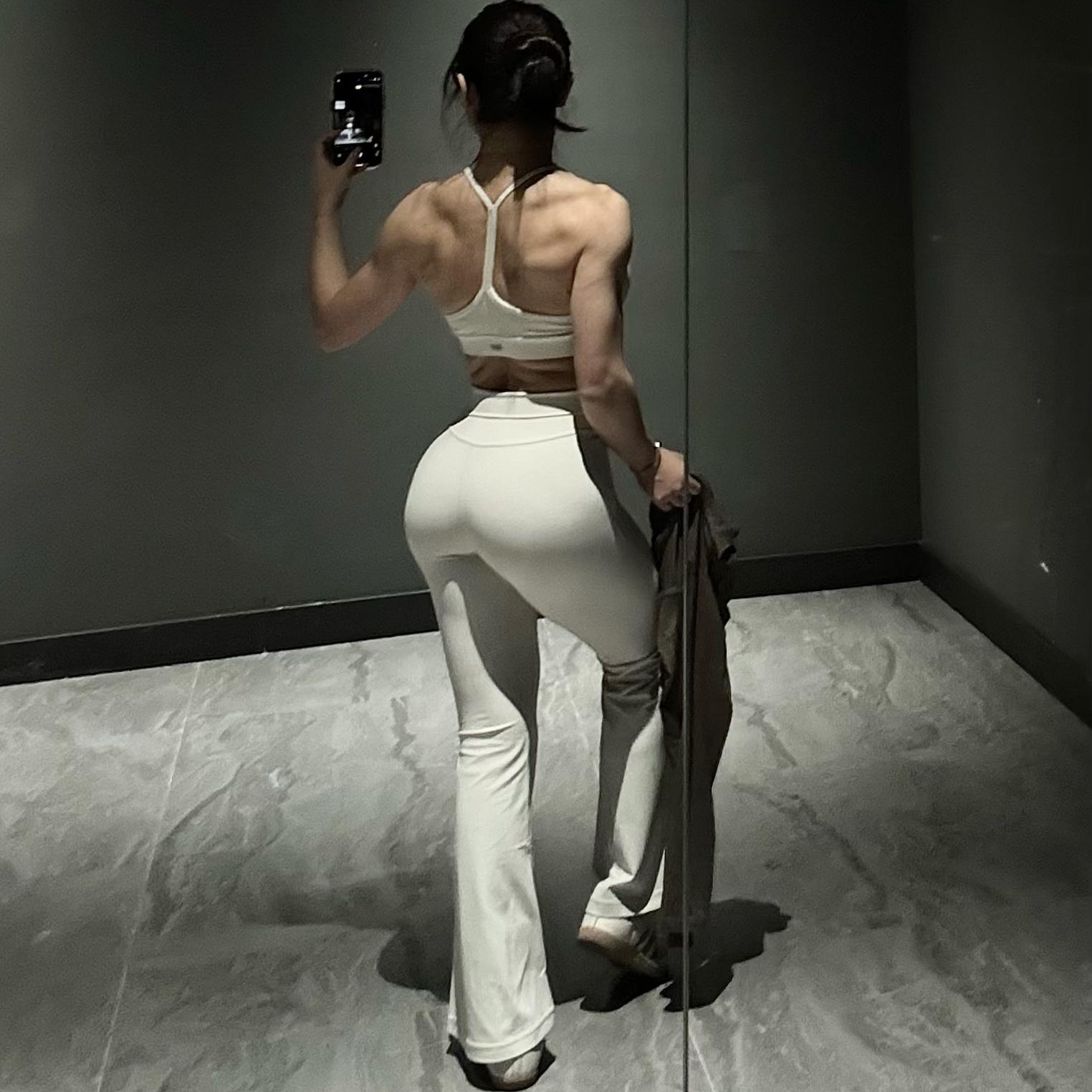 WHPOWER 裸感健身瑜伽裤喇叭裤女紧身高腰提臀显瘦一条搞定无尺码