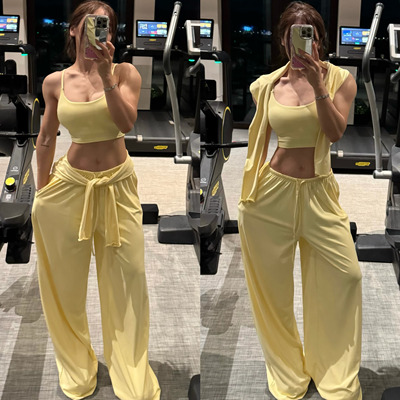 JK25新款瑜伽服套装女气质运动套装透气纯欲普拉提健身训练服早秋