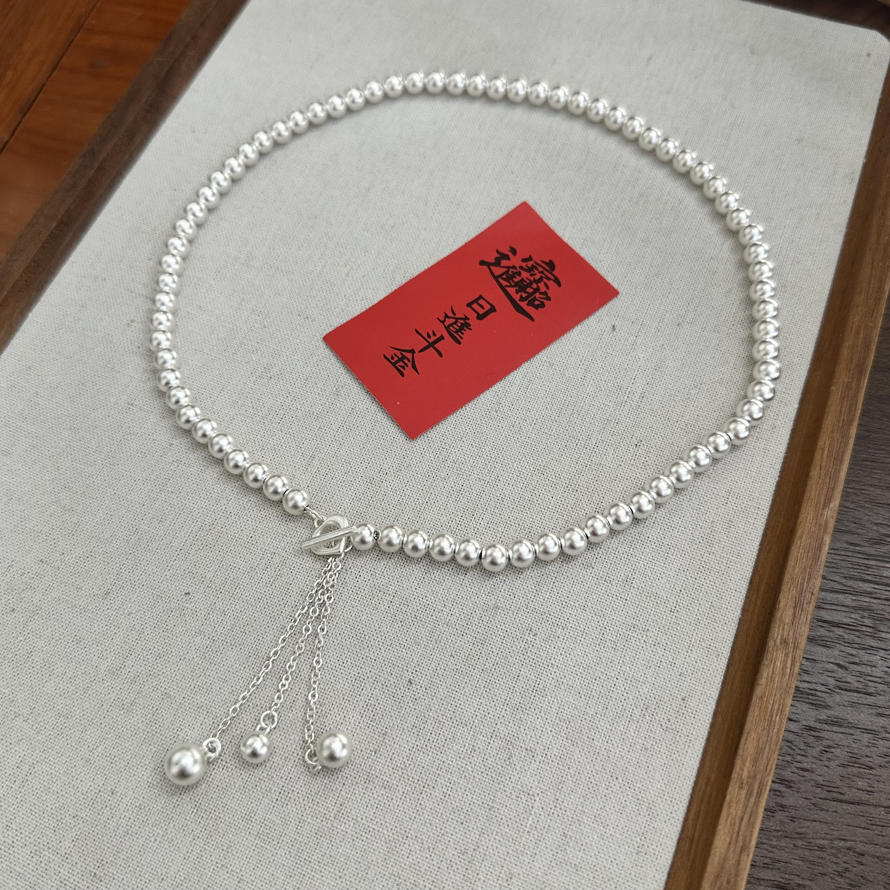 足银999 南洋银珠项链女款 银饰项链