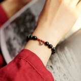 Натуральные четки из круглых бусин, маленький браслет с одной бусиной, серебряный браслет, цвета киновари, серебро 925 пробы