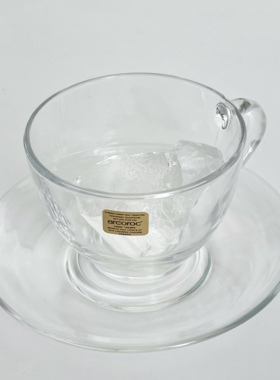 世界岛法国Arcoroc透明玻璃杯碟vintage中古极简风格咖啡杯下午茶
