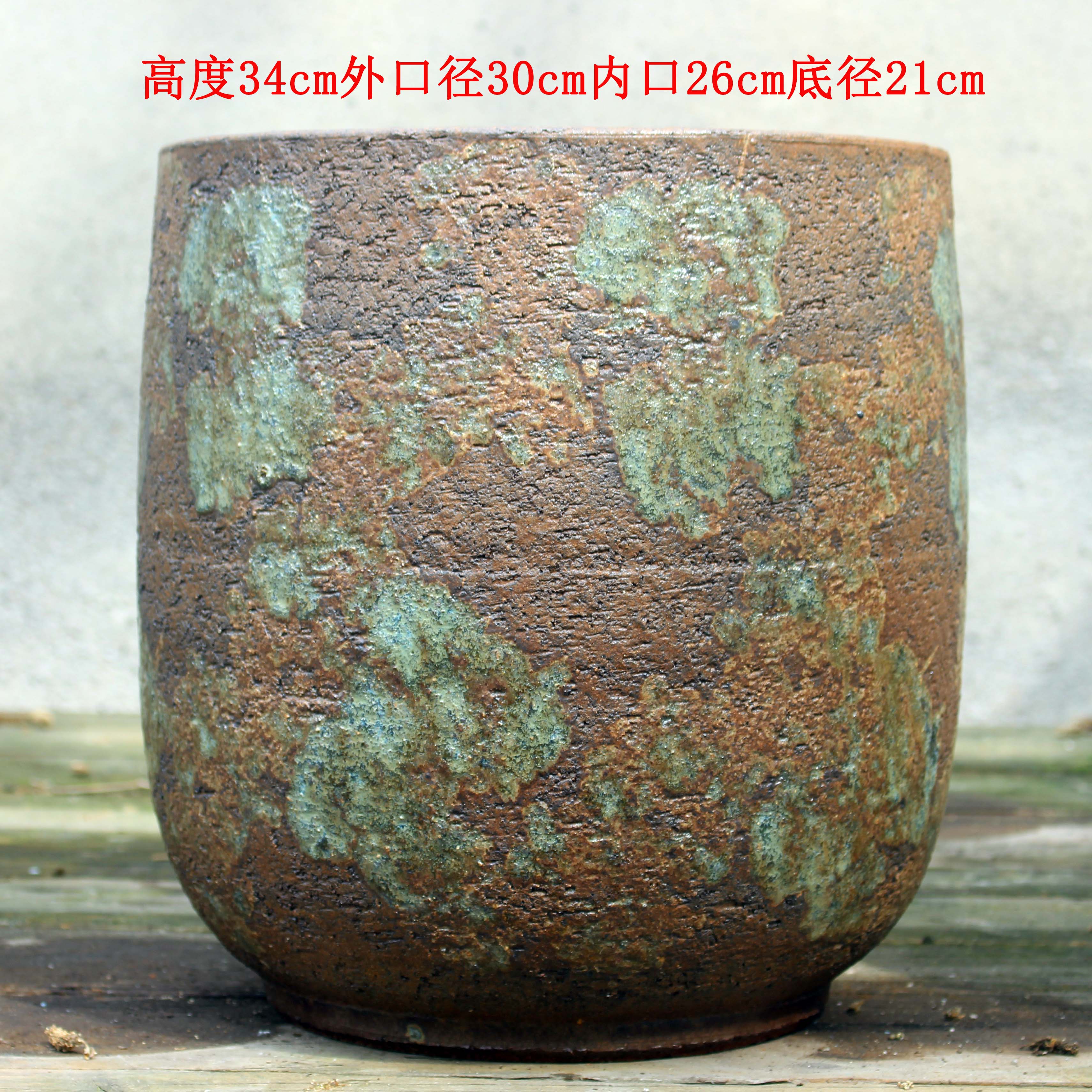 复古怀旧紫砂花盆圆柱形插花种植盆栽手工三角梅落地质感大盆