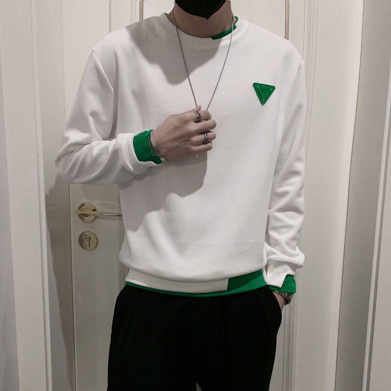 봄 가을 남성 가짜 투피스 벨벳 스웨트 셔츠 재킷 남성용 긴팔 티셔츠 트렌디 캐주얼 겨울 탑