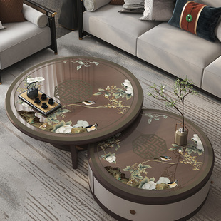 中式圆桌垫磨砂双层圆桌桌布免洗防水防油实木家用酒店圆形餐桌垫