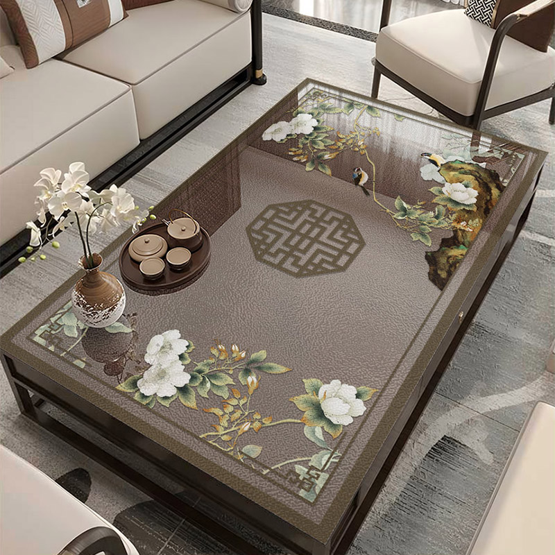 中式磨砂镂空软玻璃茶几垫防水防油客厅餐桌垫免洗防尘家用桌布