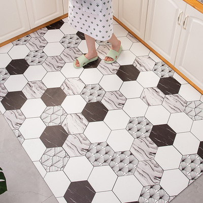 可擦免洗PVC防水厨房地垫子专用全整铺皮革厨房地垫防滑防油满铺