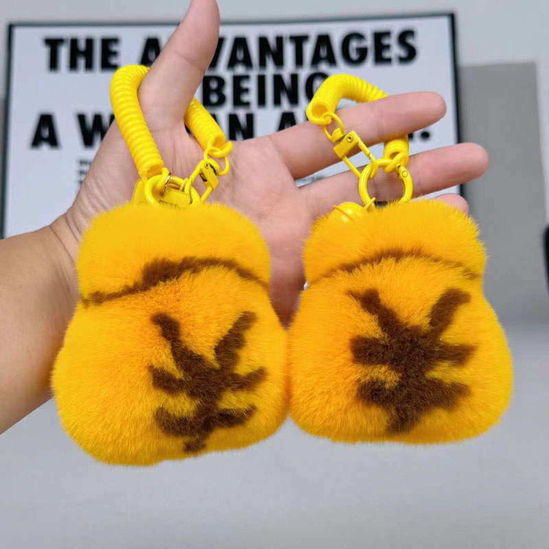 真獭兔毛小福袋代代有钱钥匙扣包包手机挂件毛绒毛茸茸挂件网红款