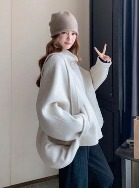 米冬白色休闲双面呢羊2毛外季套女025新款高级感减b169-851龄保暖