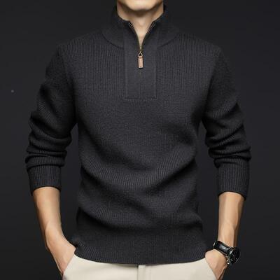 秋半高领纯色中青羊毛羊绒年现货黑色合24106  2体型冬闲加厚休男