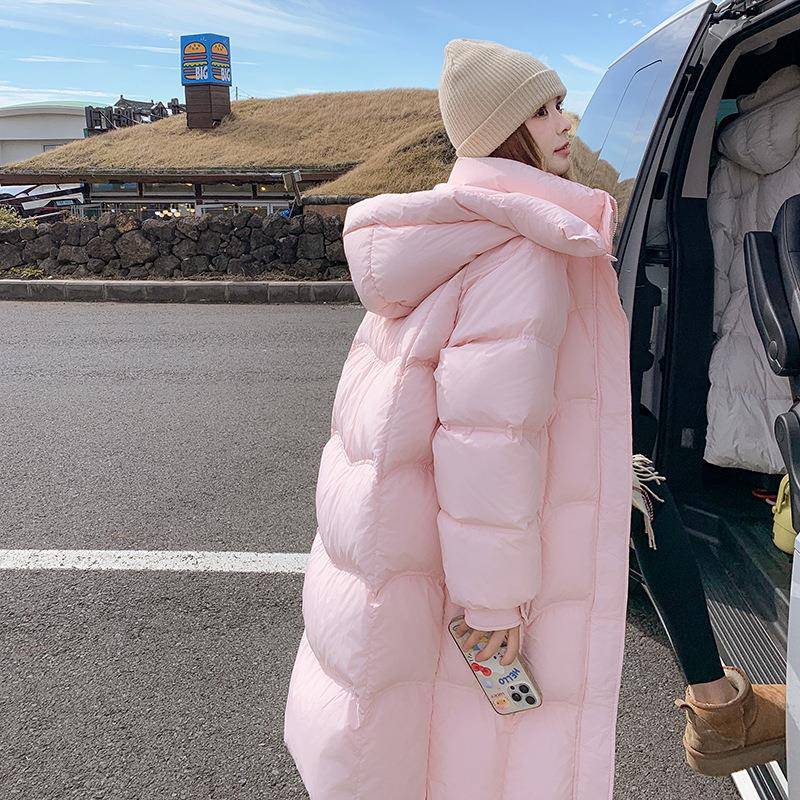 奶fufu粉甜美减龄宽松白个鸭绒中羽绒服女冬长款小子加C052-991厚