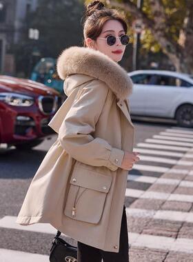 派ZYI617K克服女加绒厚中加长棉2024冬季服新款小个子款收腰棉衣