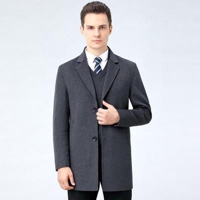 领新款冬季男士双面呢子大衣中款年西衣服中长时尚羊绒风XGG外套