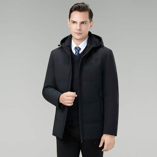 外冬季双层羽A109-L2绒可服男厚高端连帽休闲脱卸内胆商务加保暖