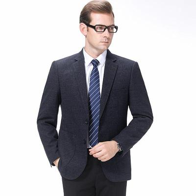 秋冬休闲单西装男中年爸装宽款松商务外5333-L6套羊爸毛西服