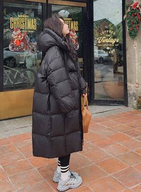 黑色流羽服女冬季绒202绒5新款行爆款高级感白鸭长款过095-9581膝