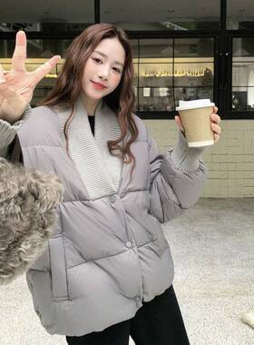 灰色针领羽绒女小个子20服25冬季新款织C271-957韩版加厚减龄0白