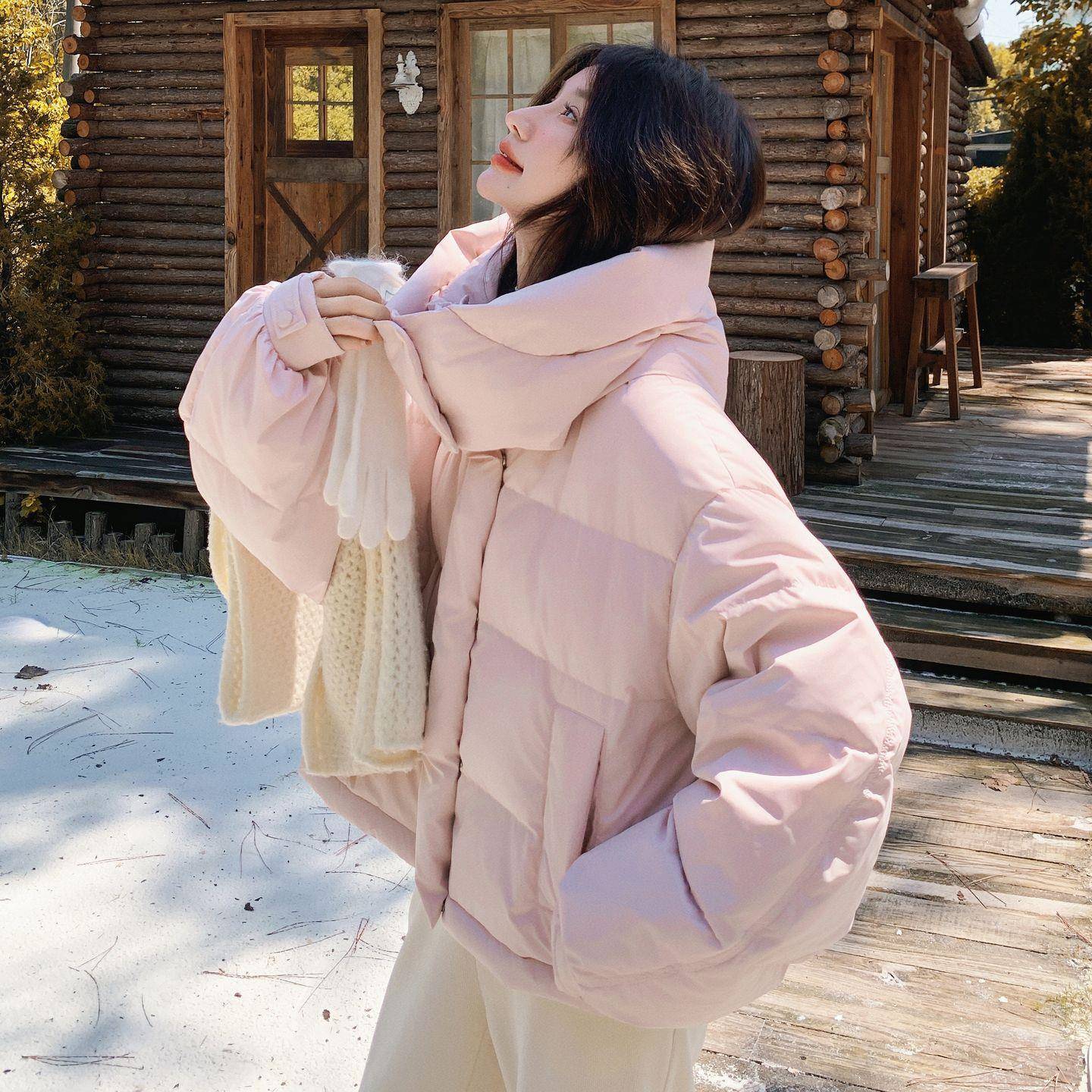 韩系酷气质连甜帽羽绒服女加厚保暖25冬2新0款90白鸭绒面ZR2D008