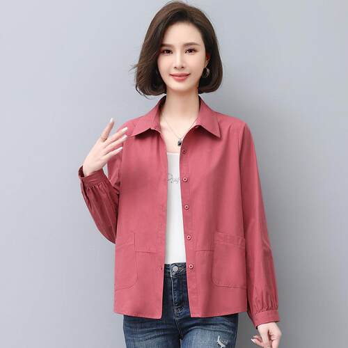 长袖闲衬衫女松春秋ZNAM105新款宽大码休小个子中年妈短款衬衣外