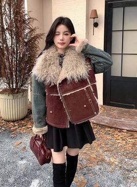 设计体感大毛领保牛仔派克服女ZYI693K2024冬新款小个子加暖厚皮