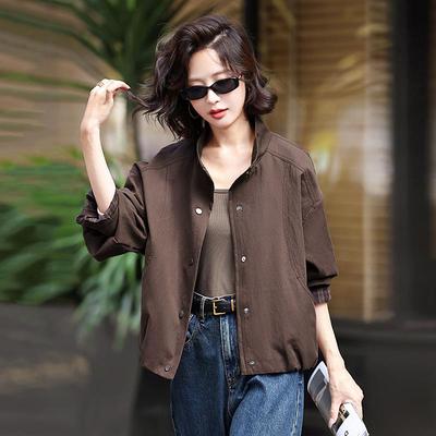 早撞色立领外ZMA55035套女短款0225春秋新款小个休闲宽松秋工子装