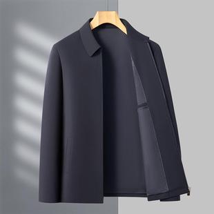 外套商夹克务衫 年春QUE秋新款 男翻领夹男中商务休闲克上衣爸爸装