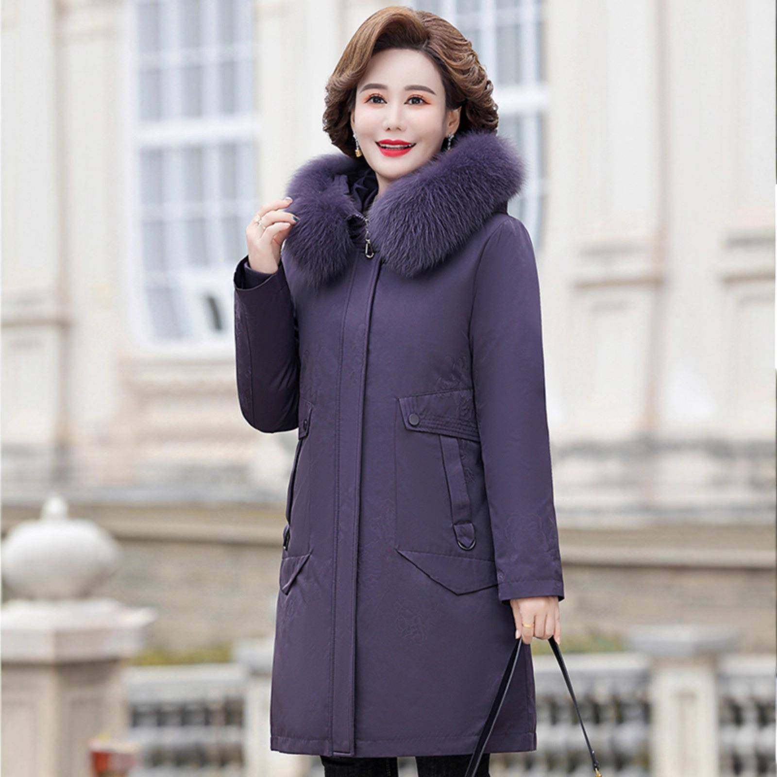 正品活里撤活面白鹅绒羽绒服克女中长款可拆卸内胆中老柜年69-226