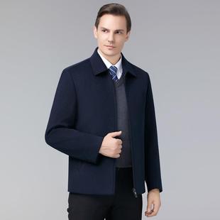 轻羽奢高档绒内胆中年夹IZA秋冬男款羊毛大衣短款商务百搭克码外