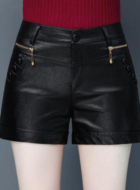 品牌皮冬短裤女2024秋季新11978绵羊皮高腰显瘦皮时尚修款身百搭