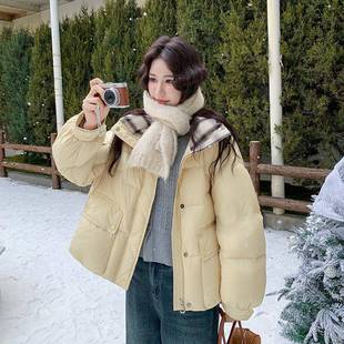 浅黄色立领2羽绒服女款短款外205冬季c219-213新韩版加厚90白鸭绒