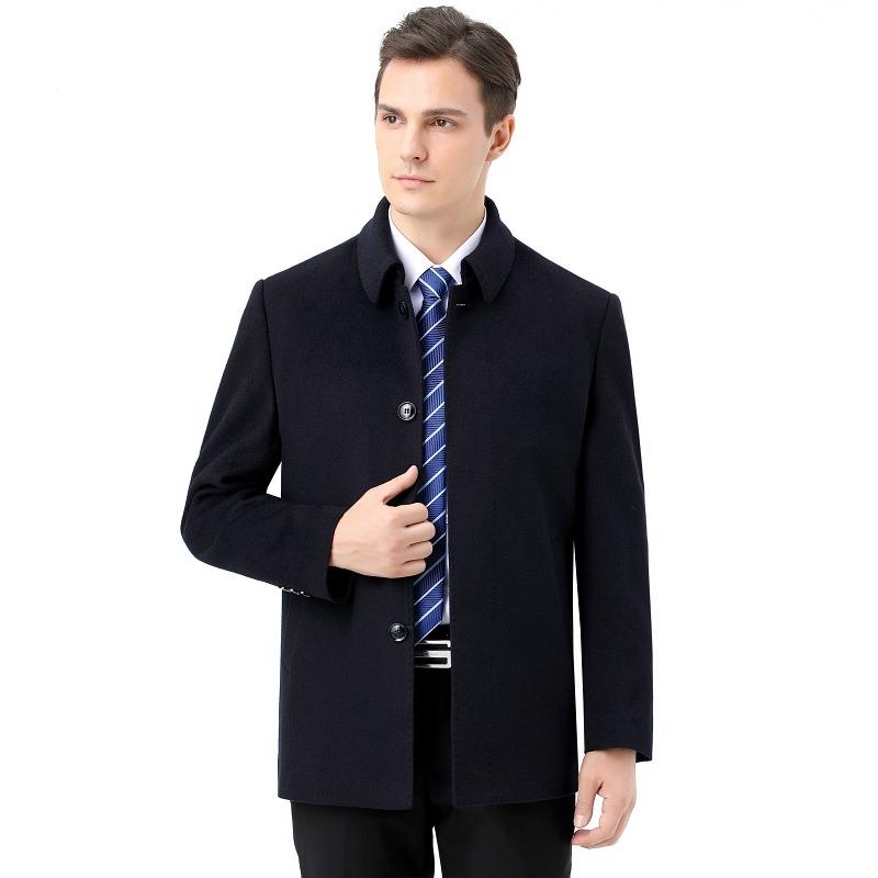 冬装新羊绒大衣男士中老FET年翻领休闲爸爸款装羊子毛秋呢外套男