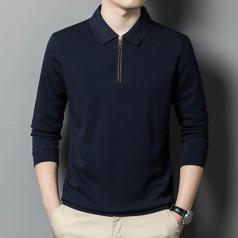 2025秋冬新品商务羊绒体恤翻T中领男3220-KK年士恤山羊绒衫男装