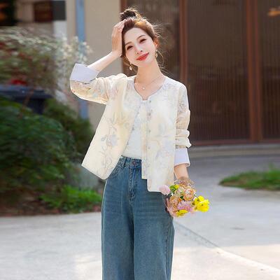 20295年春季新YW8995-0款新中式G风重工扣刺绣盘撞色古时复尚女外