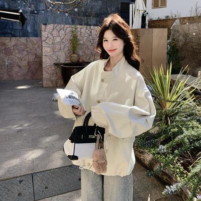 韩系立领工女装风衣外套ZR2C166子春小个新款宽松休闲减龄百季搭