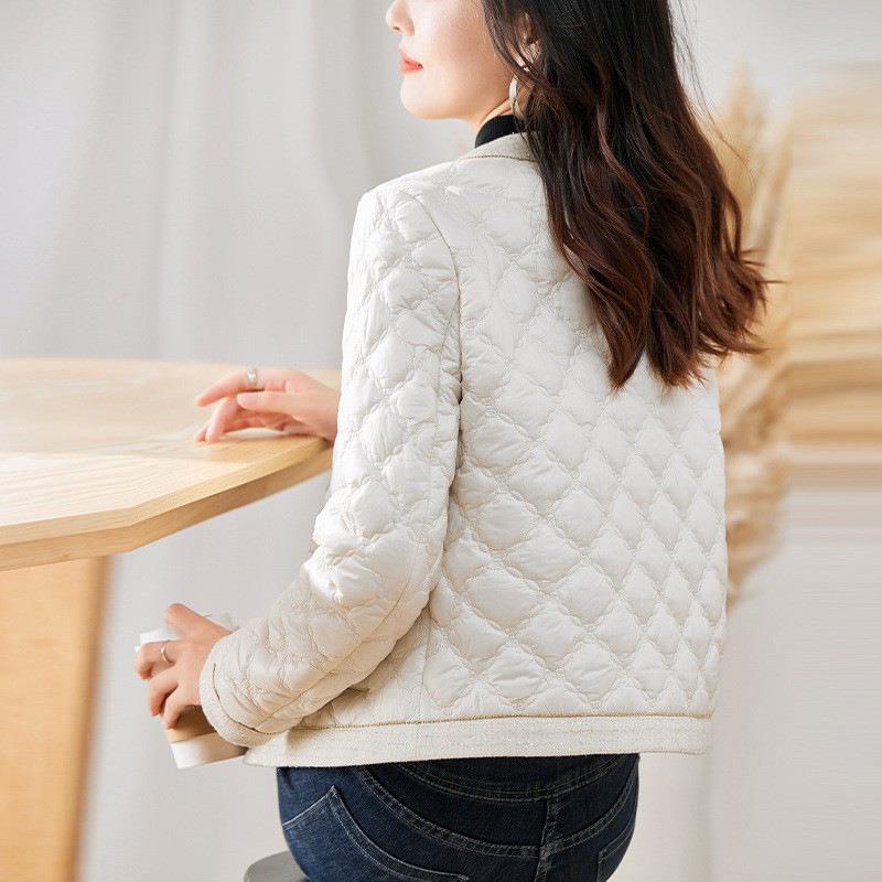 小香风轻薄棉ZHANG901衣女冬224新款菱夹棉外时套羽绒棉服短0款小