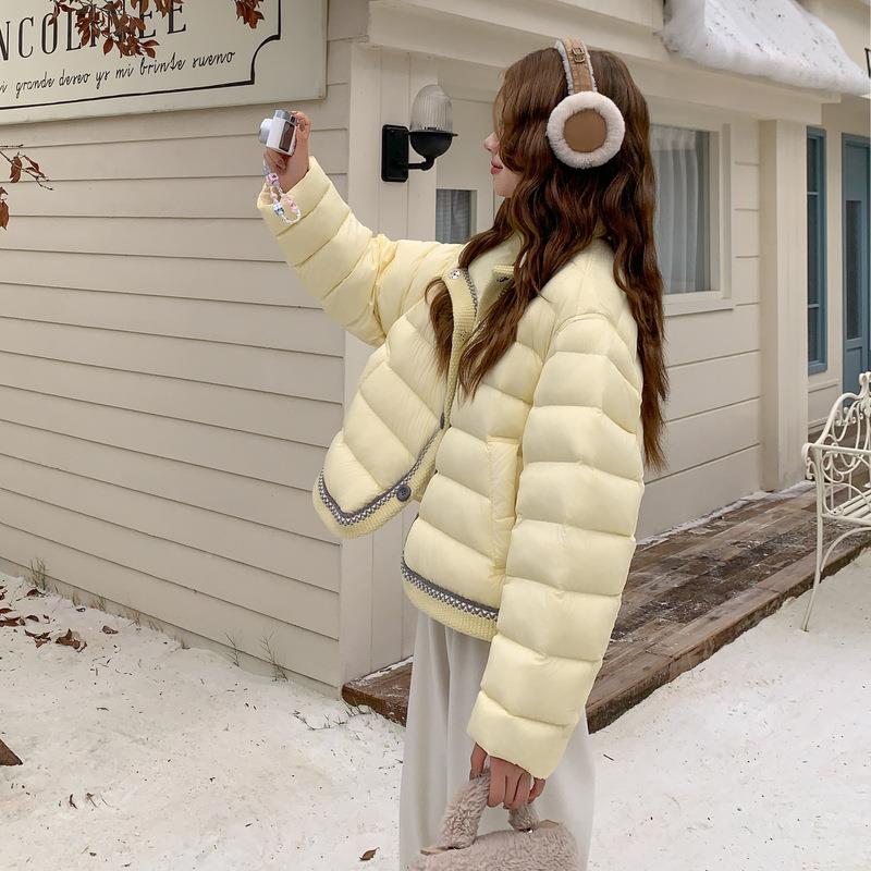 黄短款排骨羽绒服女款冬针季2白025色c257-663新款超好看织拼接90