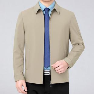 R休闲男士 春薄秋新款 中年商务2108 夹克翻领年款 外套爸爸 老中男装