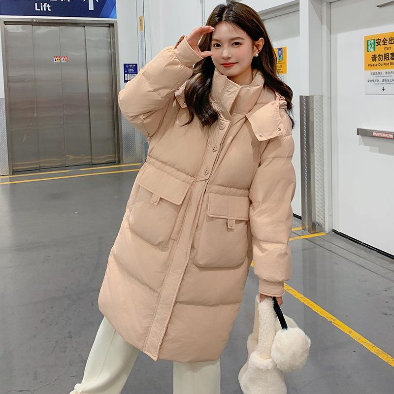 羽厚绒女中长款2025年冬新款韩版时尚宽鸭松白绒服c257-880潮连帽