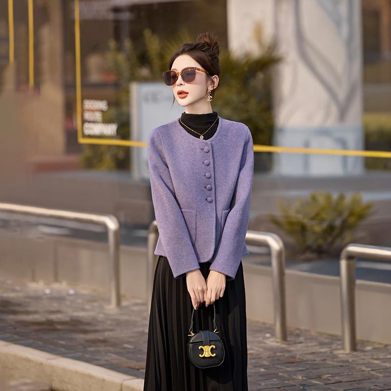 面羊毛大赫衣女高2025秋冬新款小个子ZYI5137J级感小香双本风短款