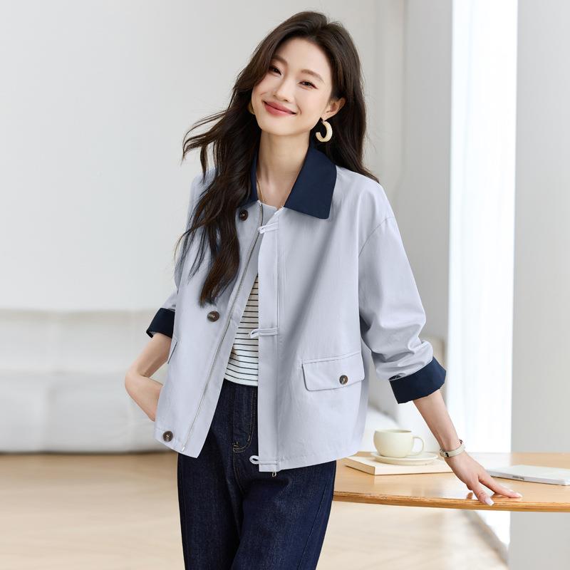 时尚外套女0258新款设计感小个子拼秋接撞色休闲短款上衣潮2MMU80