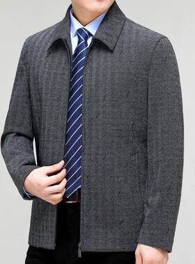 205秋冬羊毛士夹翻克男中老年爸爸装厚款毛上料衣商务领22406-204