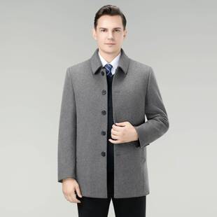 双面羊大衣男中款冬季加厚羊毛长子上衣中年爸爸保暖羊毛绒KJG呢