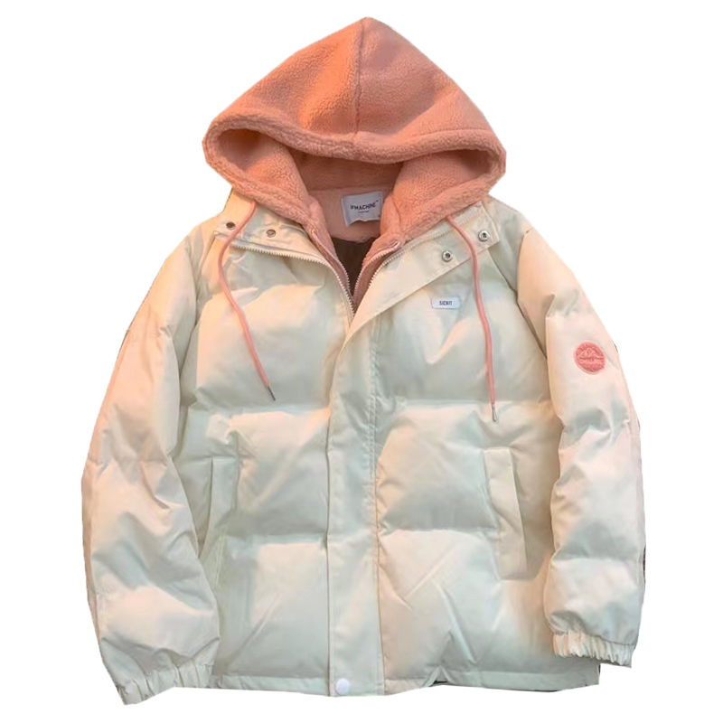 羊羔毛拼接情侣装棉服外套