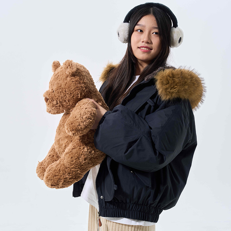 冬季新款时尚气质牛角扣棉服女短款大毛领爆款加厚保暖派克服外套