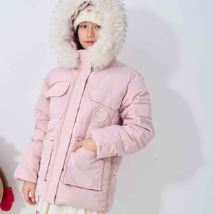 2025冬季新款派克棉服女短款保暖加厚带毛领学院风小个子工装外套