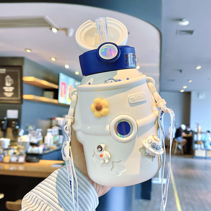 小茶日记儿童保温水杯316不锈钢水壶大容量男女生防摔吸管杯上学