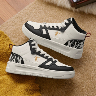 男鞋 高帮防滑皮面休闲运动鞋 秋冬季 官方正品 新款 乔丹小白龙板鞋